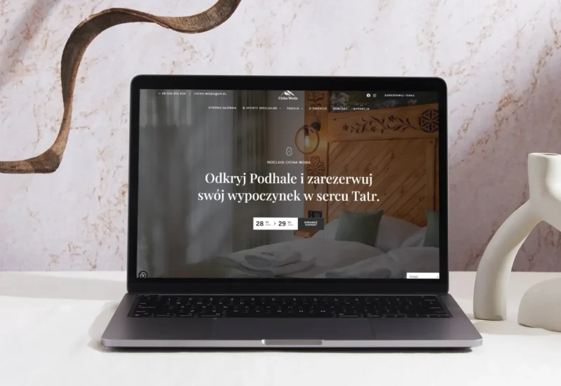 Strona internetowa obiektu Cicha Woda – noclegi w Szaflarach, realizacja Webdes