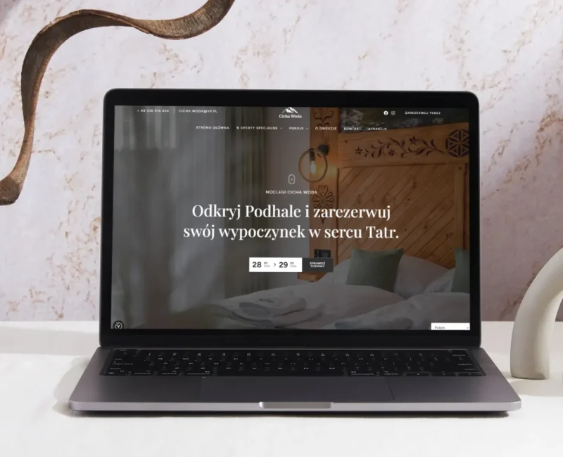 Strona internetowa obiektu Cicha Woda – noclegi w Szaflarach, realizacja Webdes