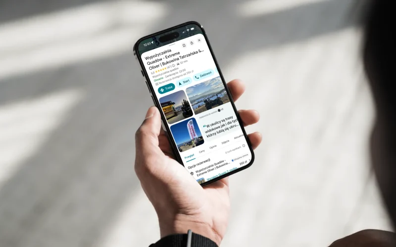 Wizytówka Google firmy Extreme Olixer – wypożyczalnia quadów w Bukowinie Tatrzańskiej i Zakopanem, realizacja Webdes